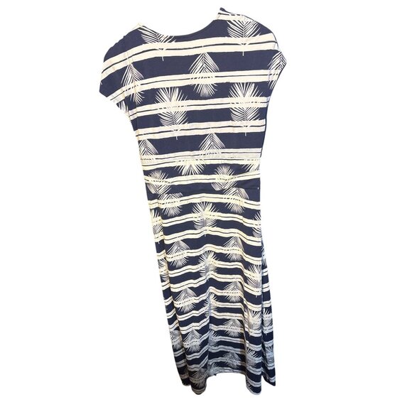 Lands End Womens Navy & White Palm Striped Wrap Maxi Dress L/P - Picture 5 of 5
